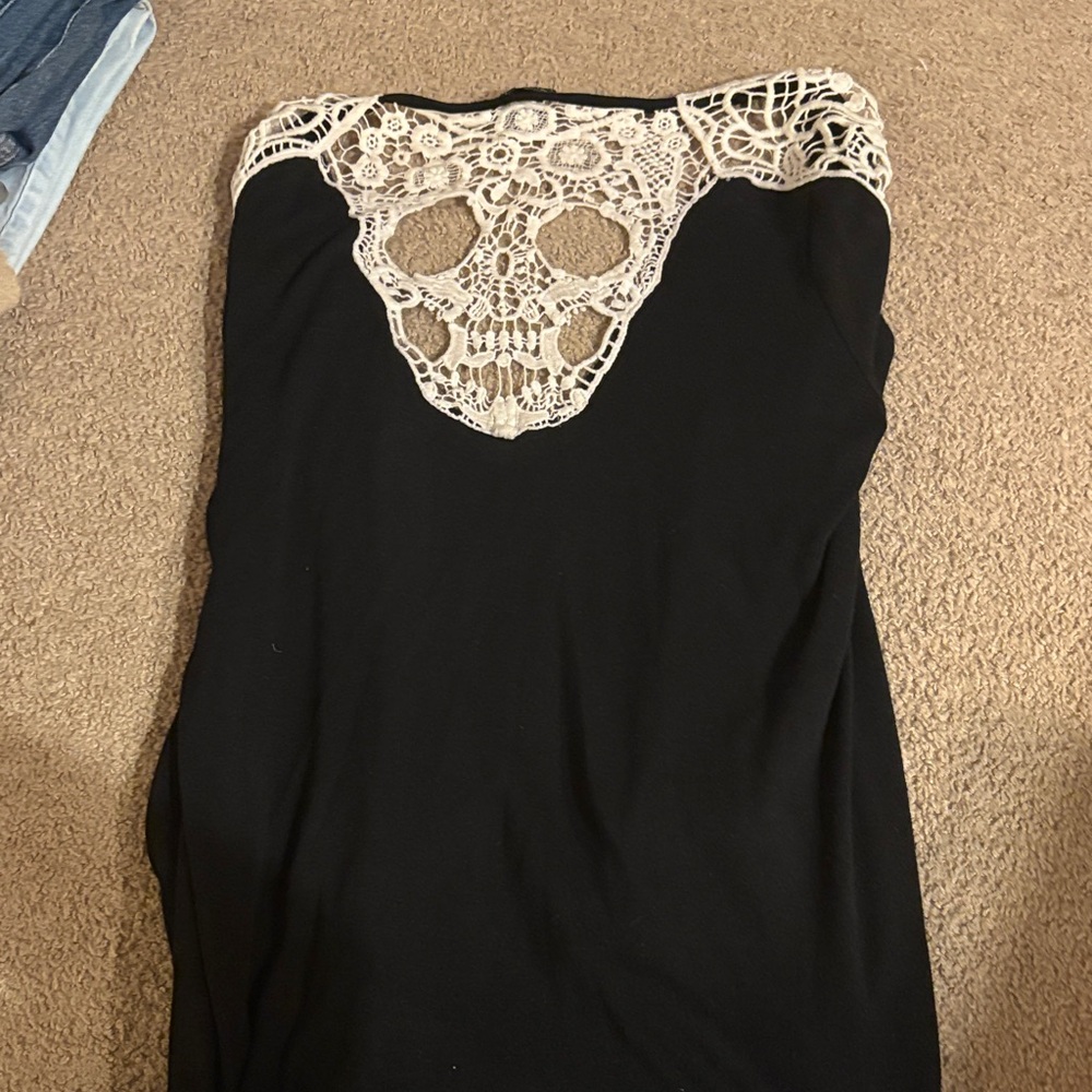 Black Dress with Skull Lace Detail